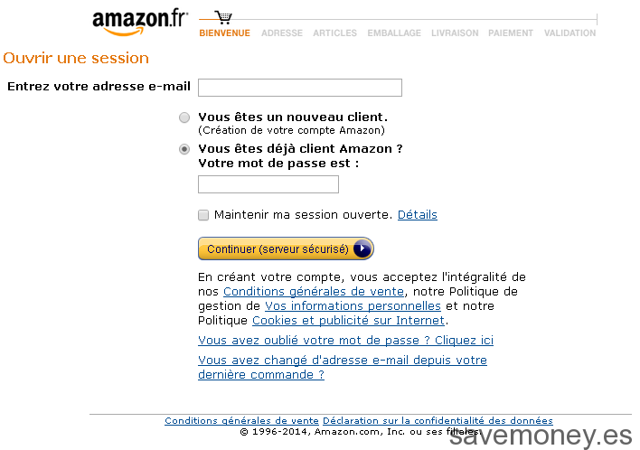 Proceso de compra Amazon.fr