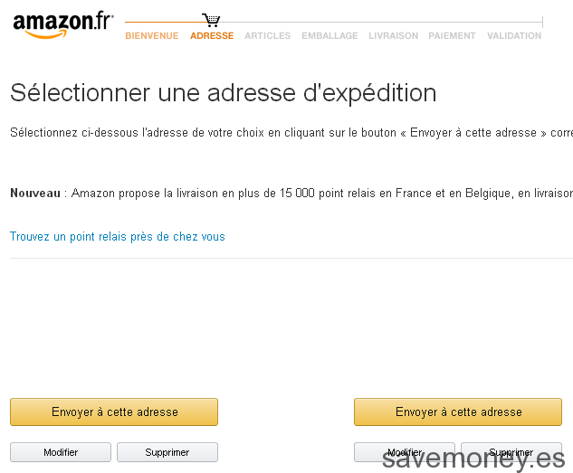 Proceso de compra Amazon.fr