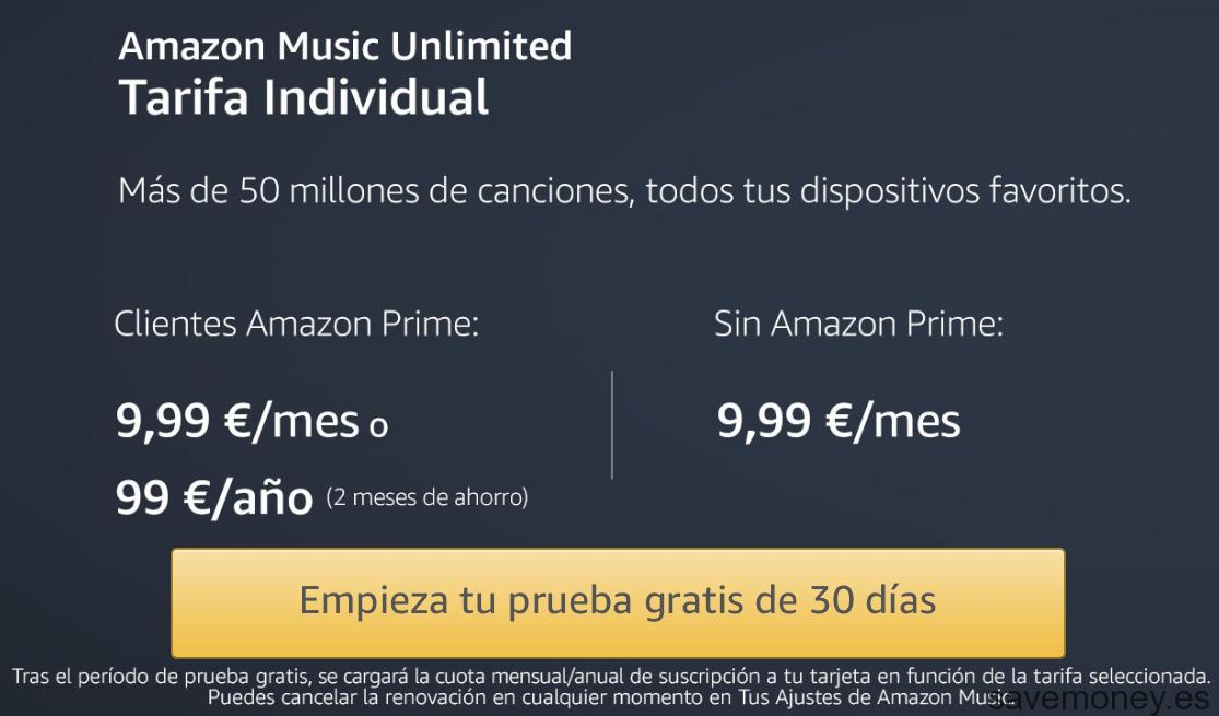 Tarifa cheap amazon music