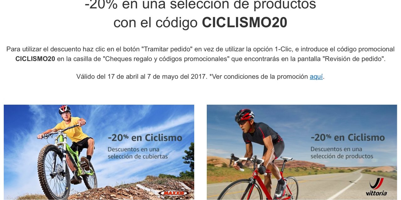 Cupón Descuento Amazon: 20% de Descuento en Ciclismo