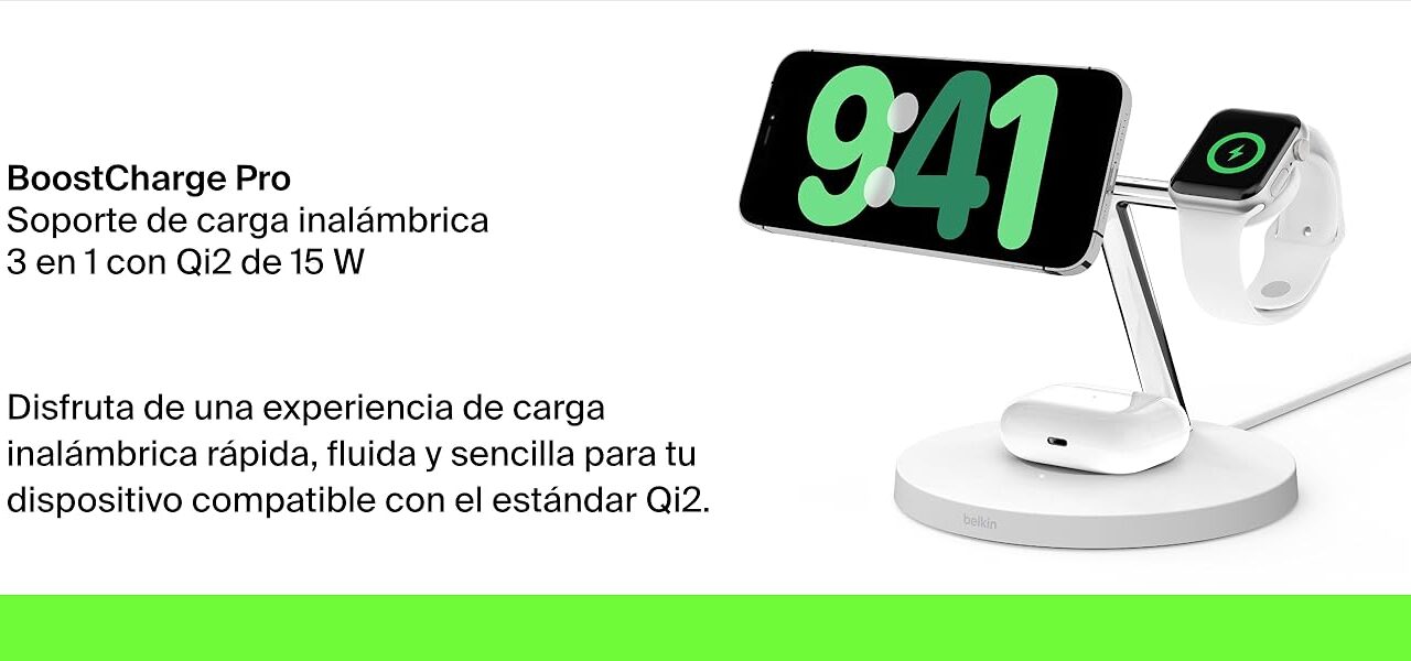 ¡Oferta Flash! Belkin BoostCharge Pro 3 en 1 con Qi2 para iPhone, Apple Watch y AirPods