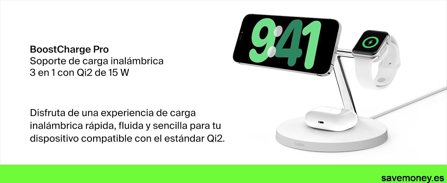 ¡Oferta Flash! Belkin BoostCharge Pro 3 en 1 con Qi2 para iPhone, Apple Watch y AirPods