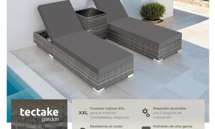 Set de Tumbonas de Ratán y Aluminio TecTake con Mesa hoy en Oferta